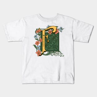 Art Nouveau Letter F, Ornamental Letter F, Art Deco Kids T-Shirt